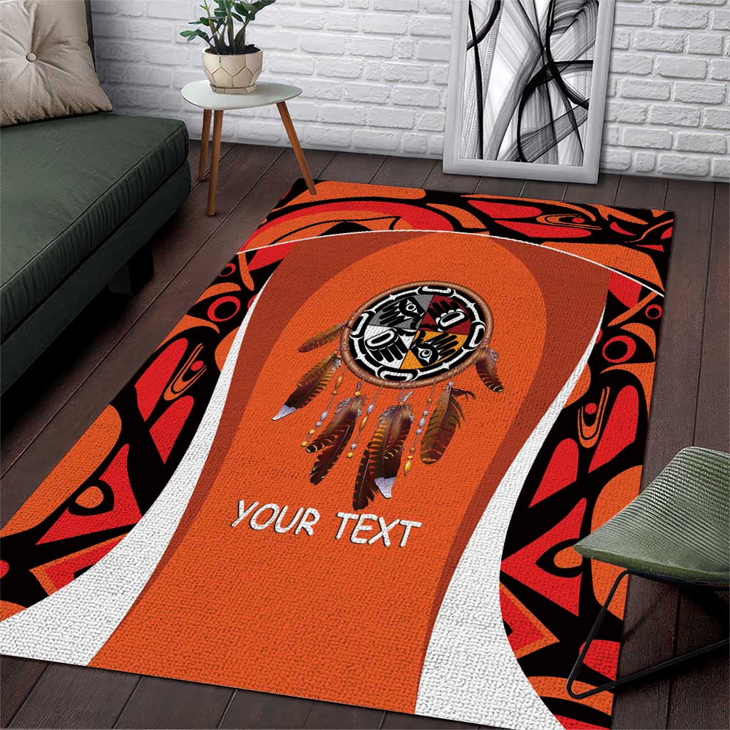 Personalized Orange Day Canada Area Rug Honouring The Children Haida Pattern - Wonder Print Shop