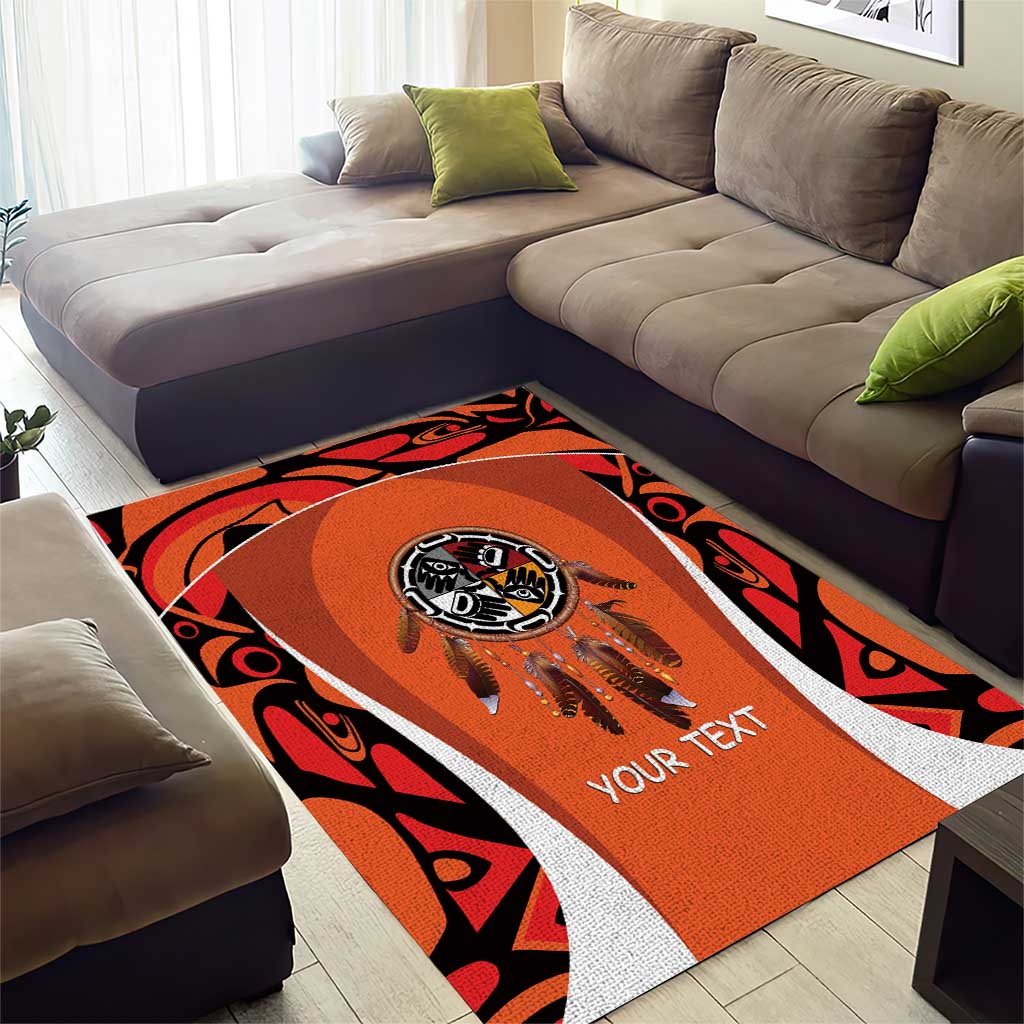 Personalized Orange Day Canada Area Rug Honouring The Children Haida Pattern - Wonder Print Shop