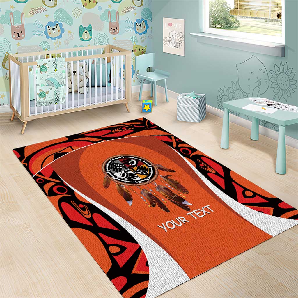 Personalized Orange Day Canada Area Rug Honouring The Children Haida Pattern - Wonder Print Shop