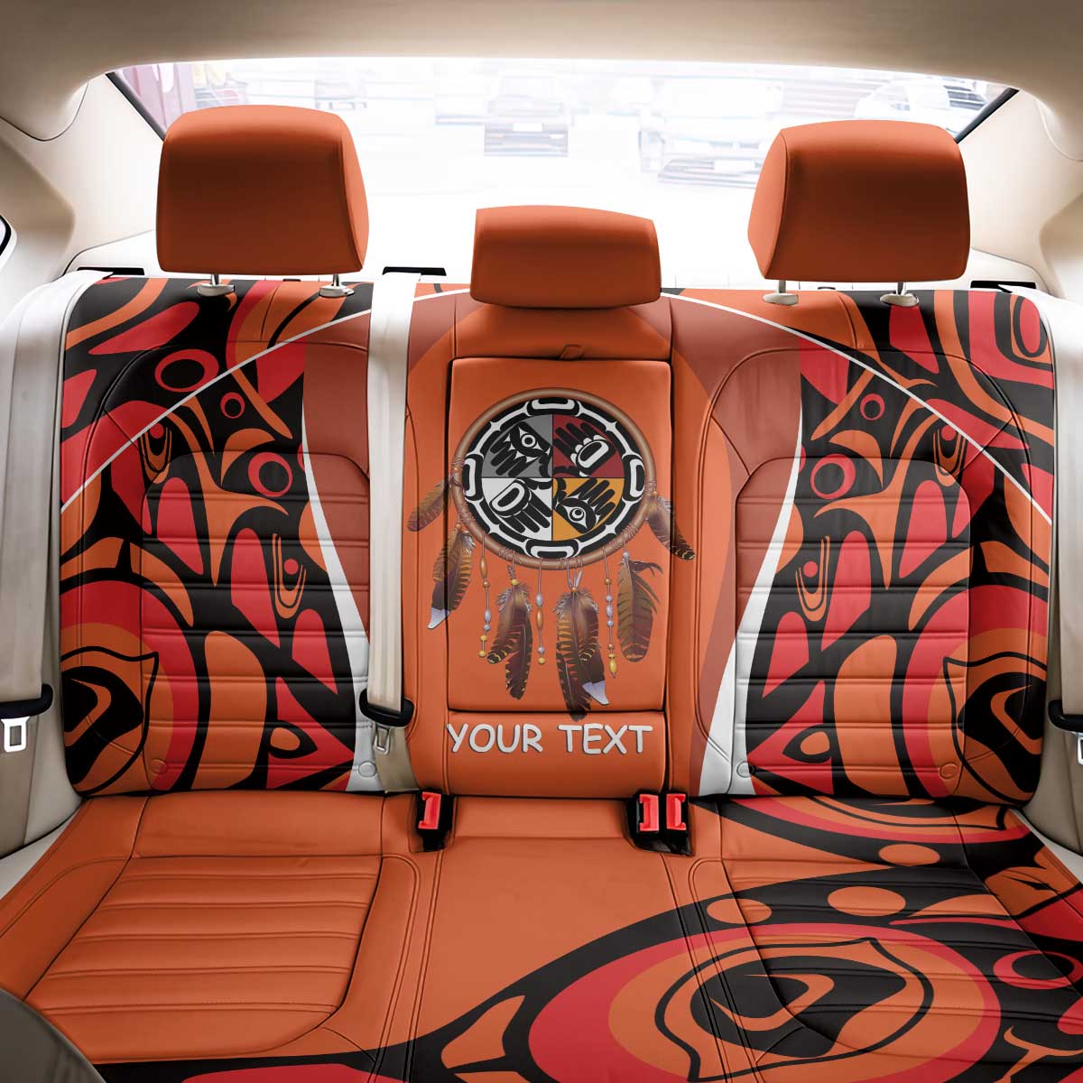 Personalized Orange Day Canada Back Car Seat Cover Honouring The Children Haida Pattern - Wonder Print Shop