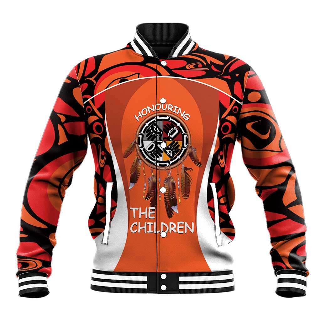 Personalized Orange Day Canada Baseball Jacket Honouring The Children Haida Pattern - Wonder Print Shop