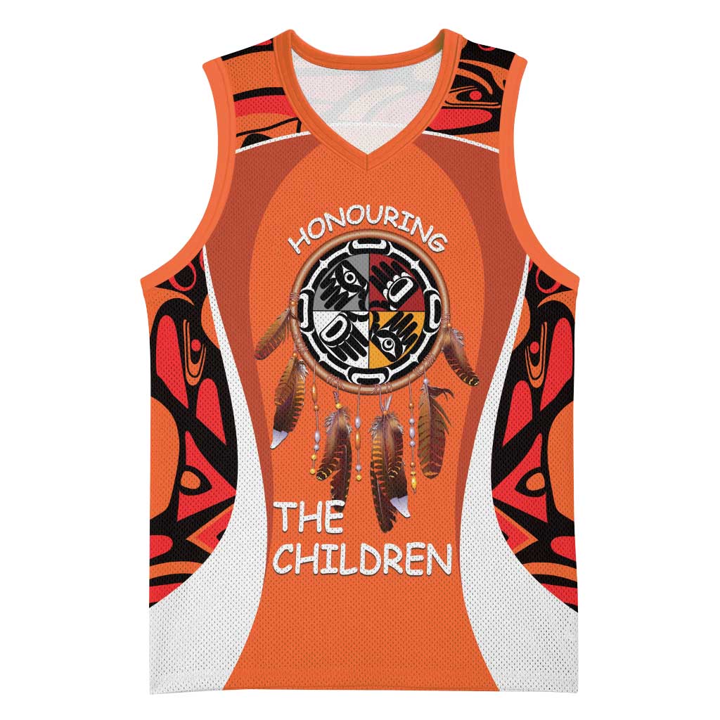 Personalized Orange Day Canada Basketball Jersey Honouring The Children Haida Pattern - Wonder Print Shop