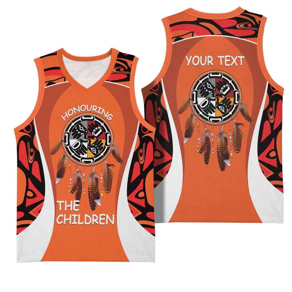 Personalized Orange Day Canada Basketball Jersey Honouring The Children Haida Pattern - Wonder Print Shop