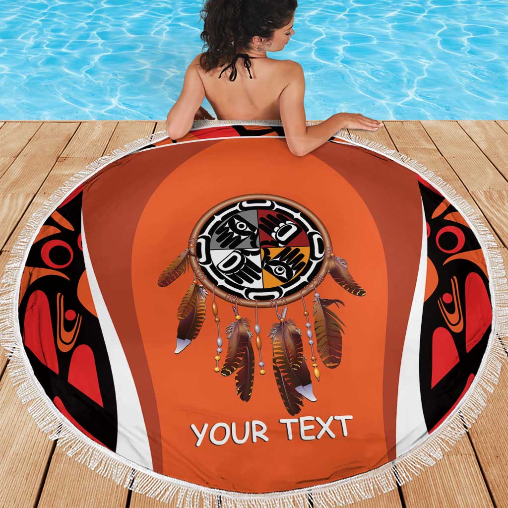 Personalized Orange Day Canada Beach Blanket Honouring The Children Haida Pattern - Wonder Print Shop