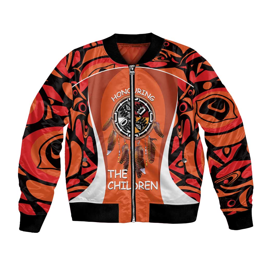 Personalized Orange Day Canada Bomber Jacket Honouring The Children Haida Pattern - Wonder Print Shop