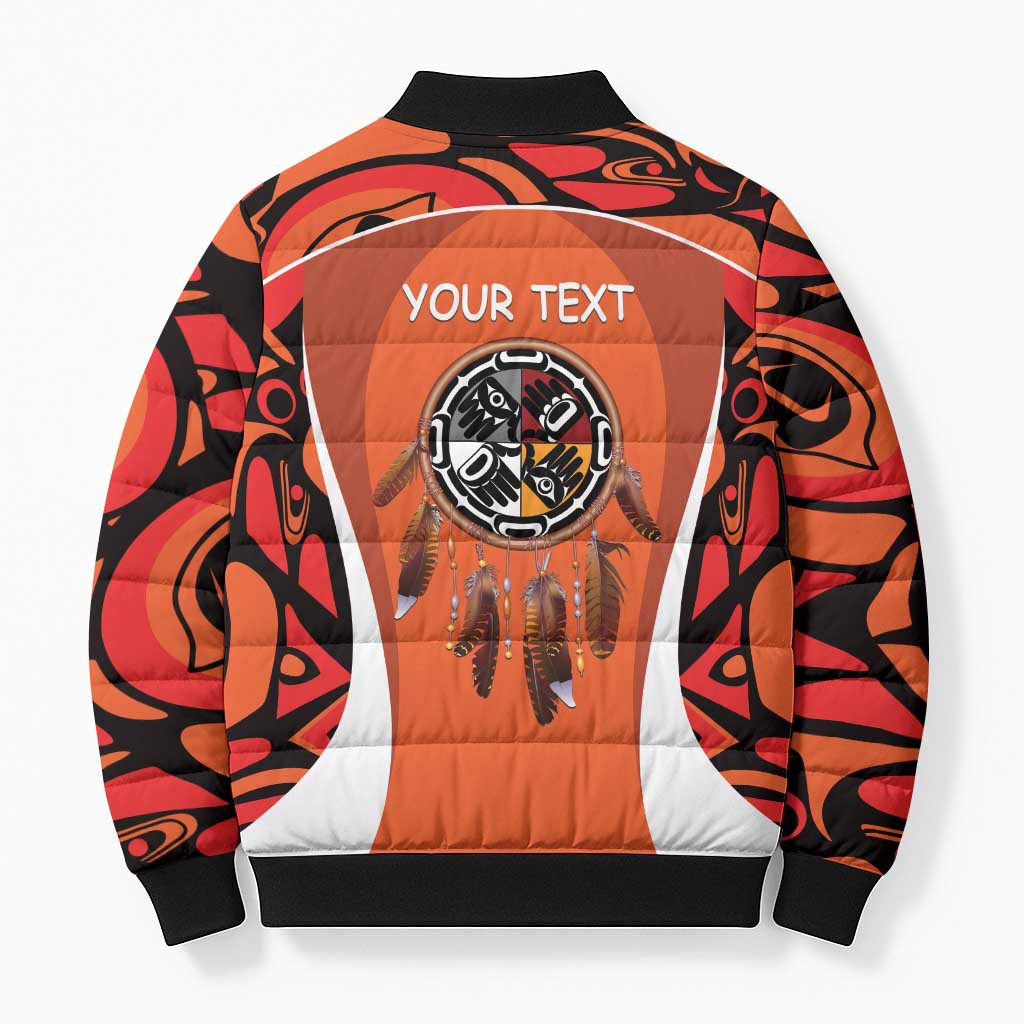 Personalized Orange Day Canada Bomber Puffer Jacket Honouring The Children Haida Pattern - Wonder Print Shop