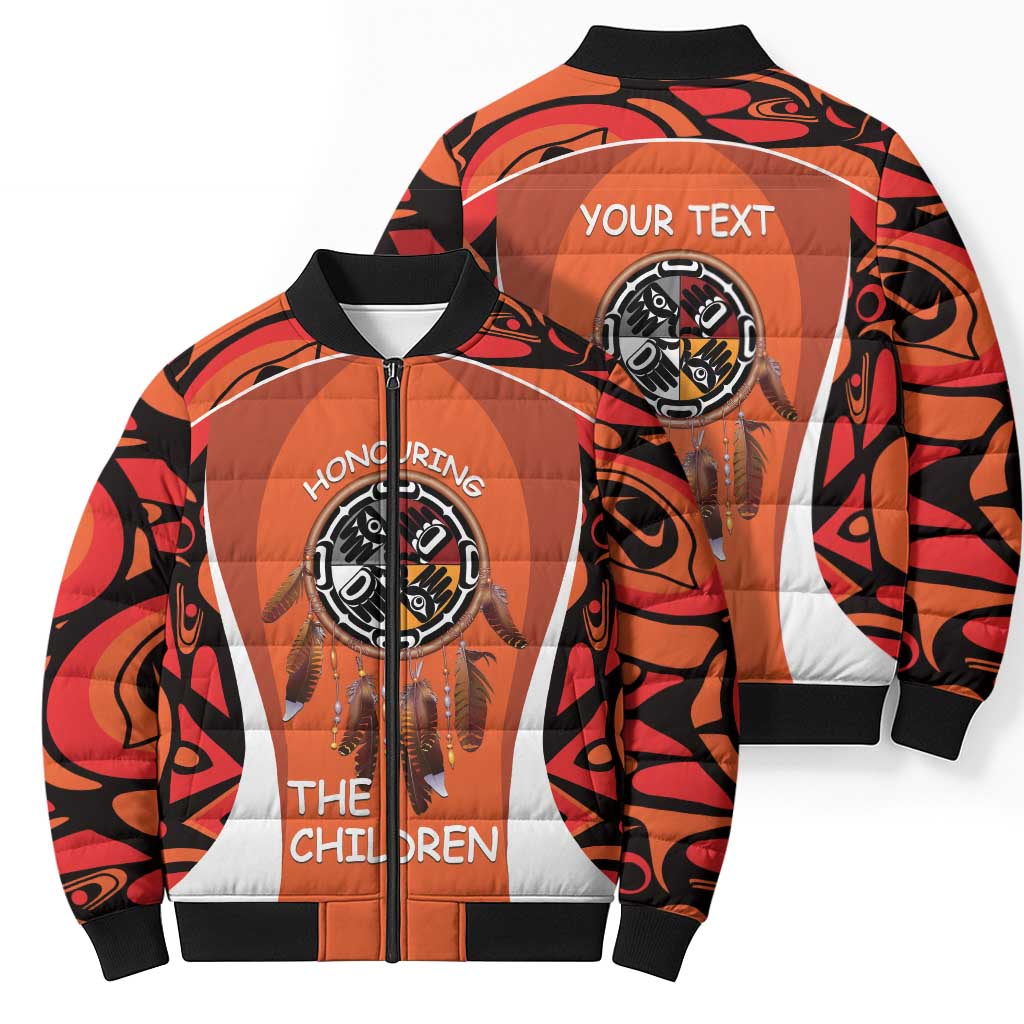 Personalized Orange Day Canada Bomber Puffer Jacket Honouring The Children Haida Pattern - Wonder Print Shop