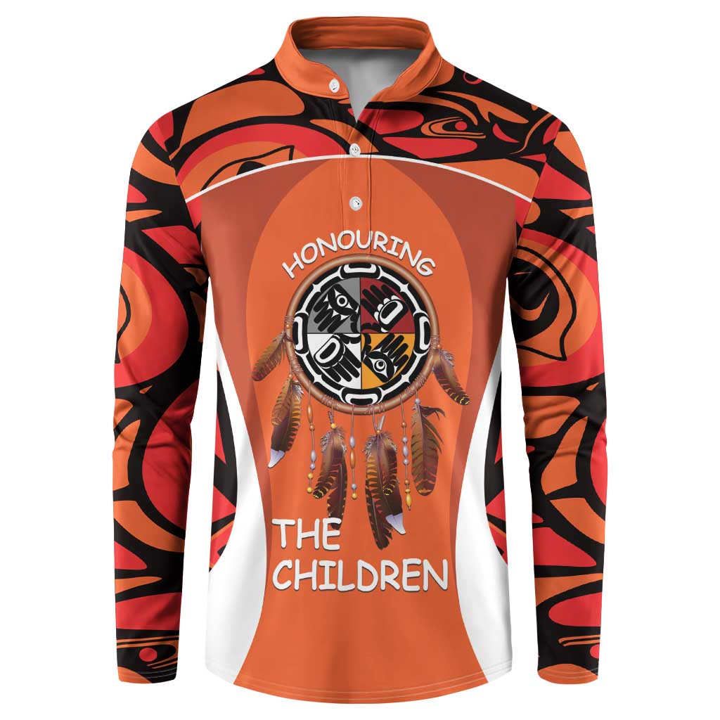 Personalized Orange Day Canada Button Sweatshirt Honouring The Children Haida Pattern - Wonder Print Shop