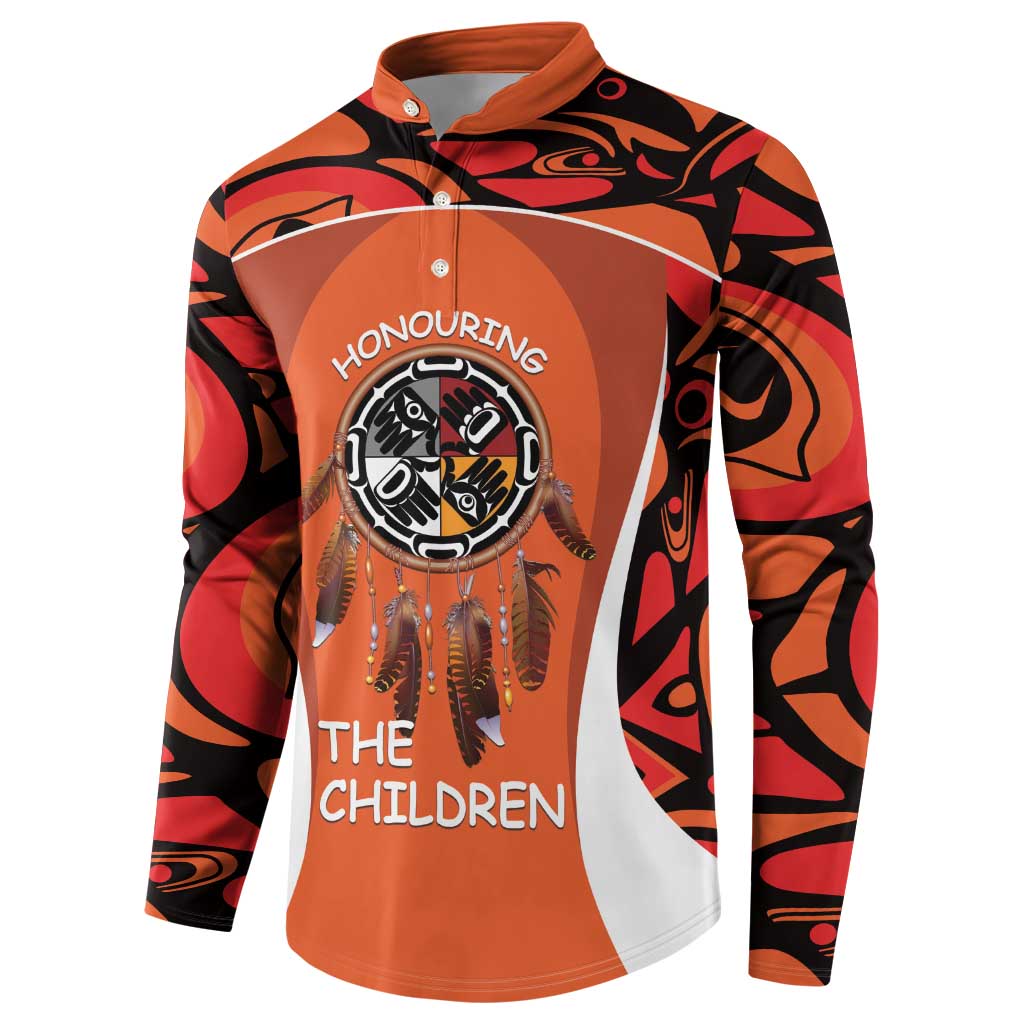 Personalized Orange Day Canada Button Sweatshirt Honouring The Children Haida Pattern - Wonder Print Shop