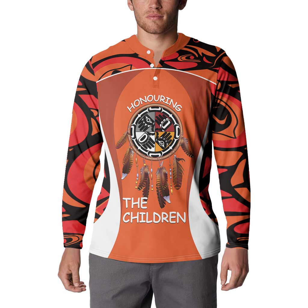 Personalized Orange Day Canada Button Sweatshirt Honouring The Children Haida Pattern - Wonder Print Shop