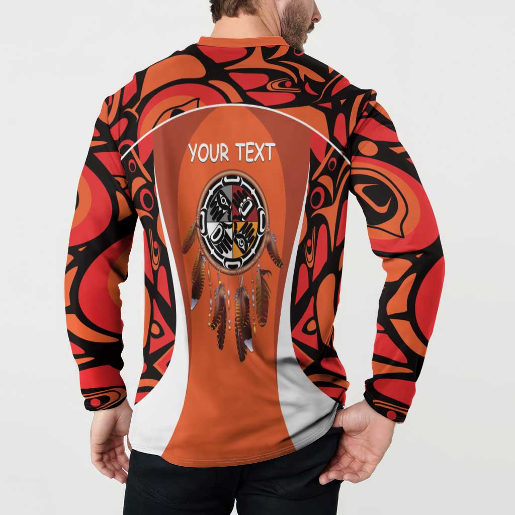 Personalized Orange Day Canada Button Sweatshirt Honouring The Children Haida Pattern - Wonder Print Shop
