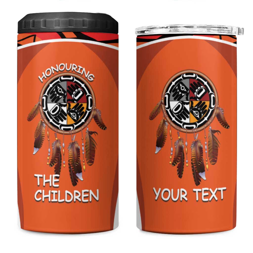 Personalized Orange Day Canada 4 in 1 Can Cooler Tumbler Honouring The Children Haida Pattern - Wonder Print Shop