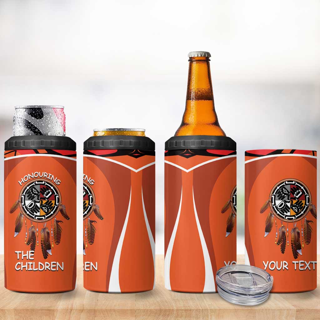 Personalized Orange Day Canada 4 in 1 Can Cooler Tumbler Honouring The Children Haida Pattern - Wonder Print Shop