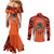 Personalized Orange Day Canada Couples Matching Mermaid Dress and Long Sleeve Button Shirt Honouring The Children Haida Pattern - Wonder Print Shop