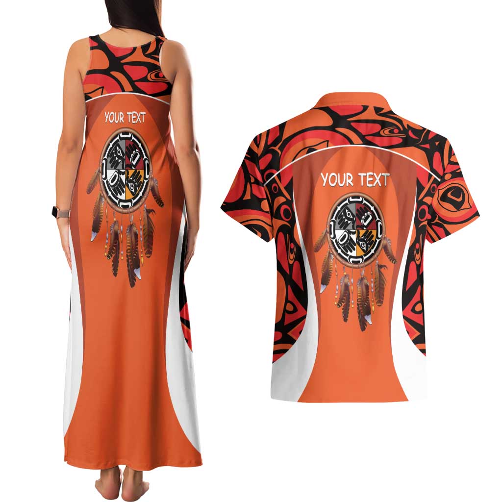 Personalized Orange Day Canada Couples Matching Tank Maxi Dress and Hawaiian Shirt Honouring The Children Haida Pattern - Wonder Print Shop