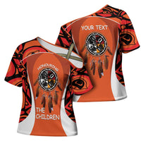 Personalized Orange Day Canada Cross Shoulder Shirt Honouring The Children Haida Pattern - Wonder Print Shop