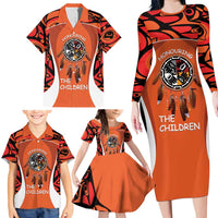 Personalized Orange Day Canada Family Matching Long Sleeve Bodycon Dress and Hawaiian Shirt Honouring The Children Haida Pattern - Wonder Print Shop