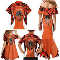 Personalized Orange Day Canada Family Matching Mermaid Dress and Hawaiian Shirt Honouring The Children Haida Pattern - Wonder Print Shop