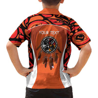 Personalized Orange Day Canada Family Matching Off The Shoulder Long Sleeve Dress and Hawaiian Shirt Honouring The Children Haida Pattern - Wonder Print Shop