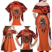 Personalized Orange Day Canada Family Matching Off Shoulder Maxi Dress and Hawaiian Shirt Honouring The Children Haida Pattern - Wonder Print Shop