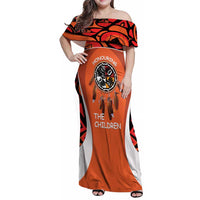 Personalized Orange Day Canada Family Matching Off Shoulder Maxi Dress and Hawaiian Shirt Honouring The Children Haida Pattern - Wonder Print Shop