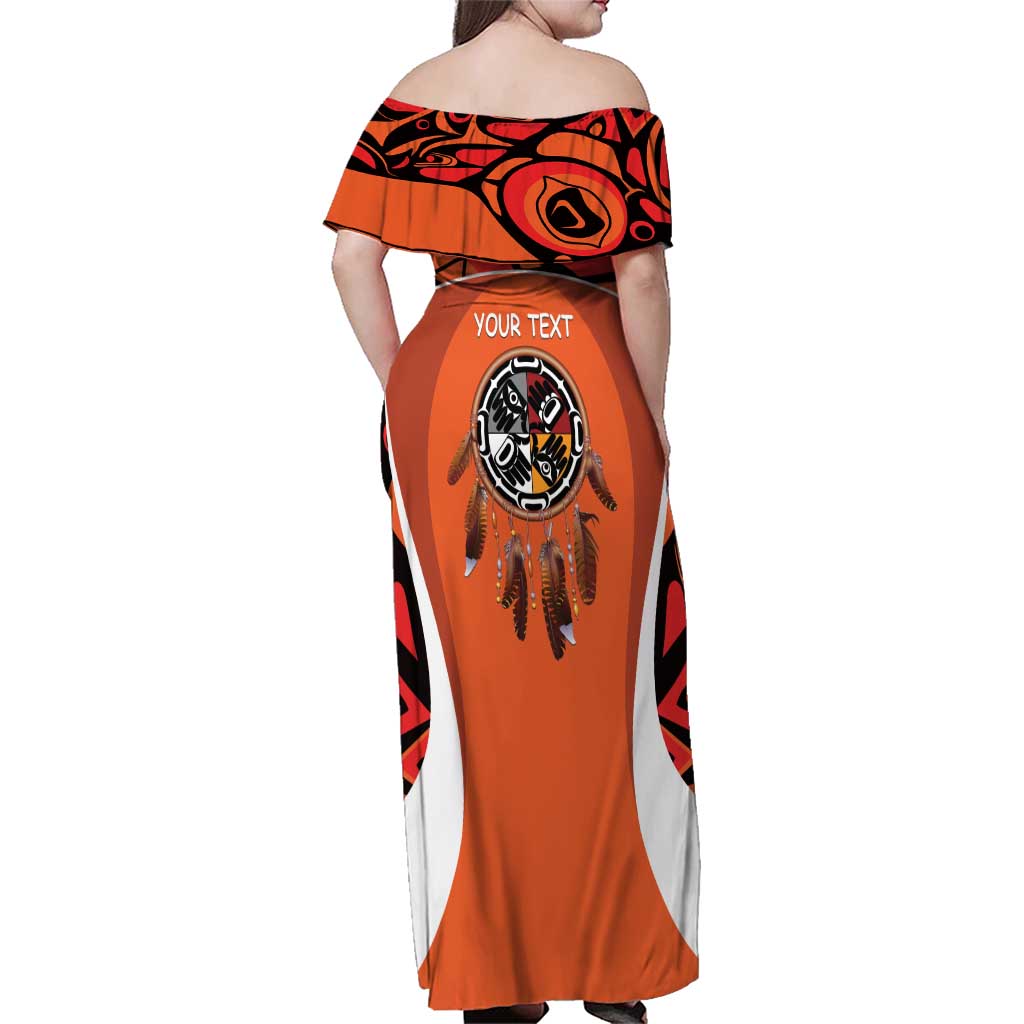 Personalized Orange Day Canada Family Matching Off Shoulder Maxi Dress and Hawaiian Shirt Honouring The Children Haida Pattern - Wonder Print Shop