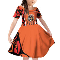 Personalized Orange Day Canada Family Matching Off Shoulder Short Dress and Hawaiian Shirt Honouring The Children Haida Pattern - Wonder Print Shop