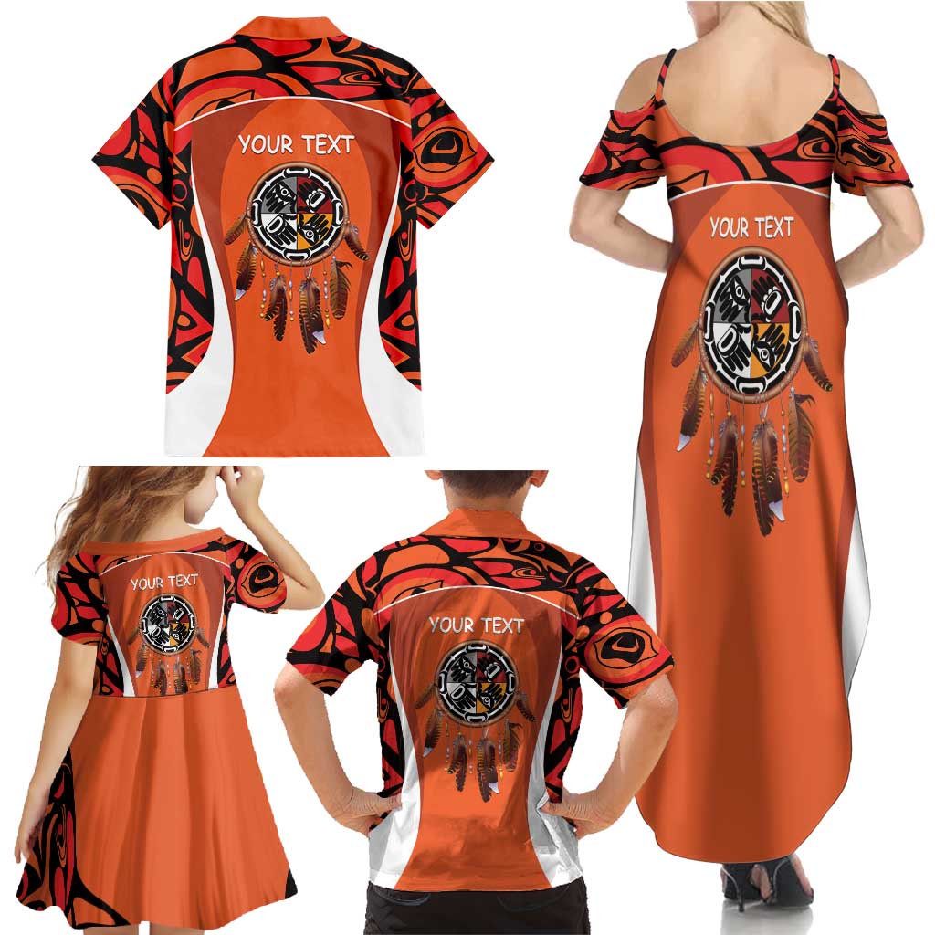 Personalized Orange Day Canada Family Matching Summer Maxi Dress and Hawaiian Shirt Honouring The Children Haida Pattern - Wonder Print Shop