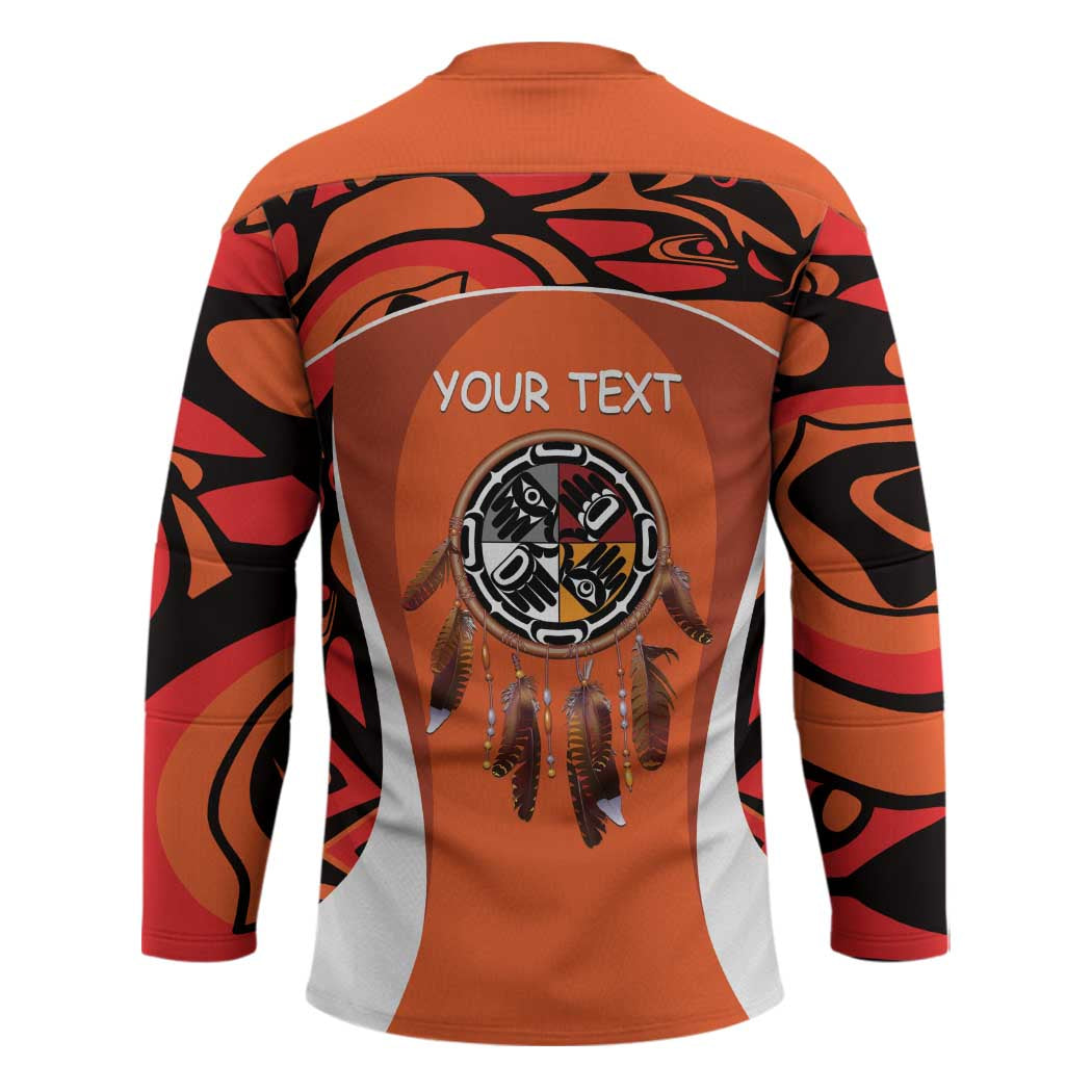 Personalized Orange Day Canada Hockey Jersey Honouring The Children Haida Pattern - Wonder Print Shop