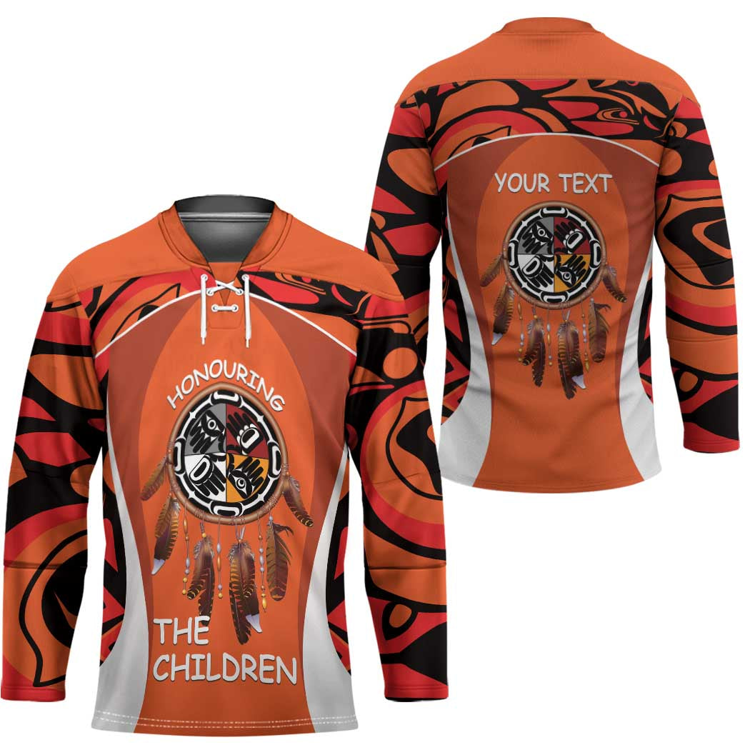 Personalized Orange Day Canada Hockey Jersey Honouring The Children Haida Pattern - Wonder Print Shop