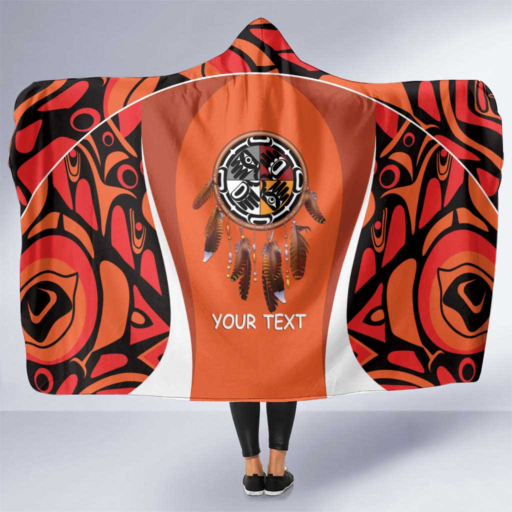 Personalized Orange Day Canada Hooded Blanket Honouring The Children Haida Pattern - Wonder Print Shop