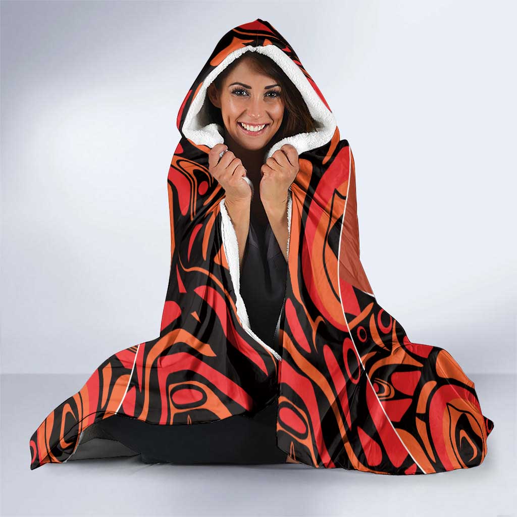 Personalized Orange Day Canada Hooded Blanket Honouring The Children Haida Pattern - Wonder Print Shop