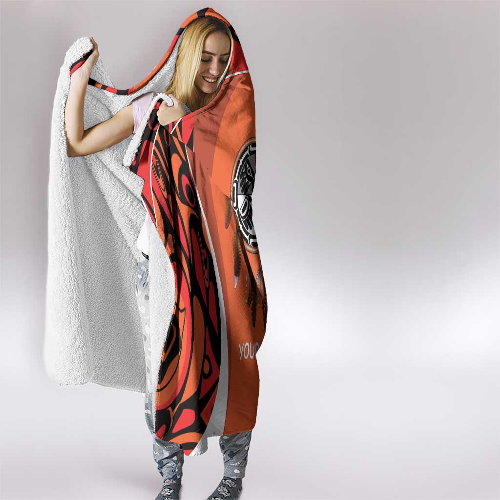 Personalized Orange Day Canada Hooded Blanket Honouring The Children Haida Pattern - Wonder Print Shop