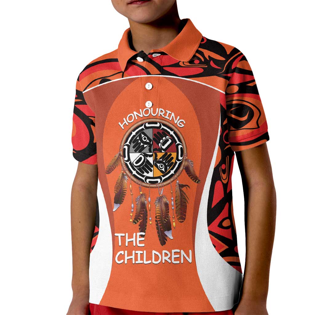 Personalized Orange Day Canada Kid Polo Shirt Honouring The Children Haida Pattern - Wonder Print Shop