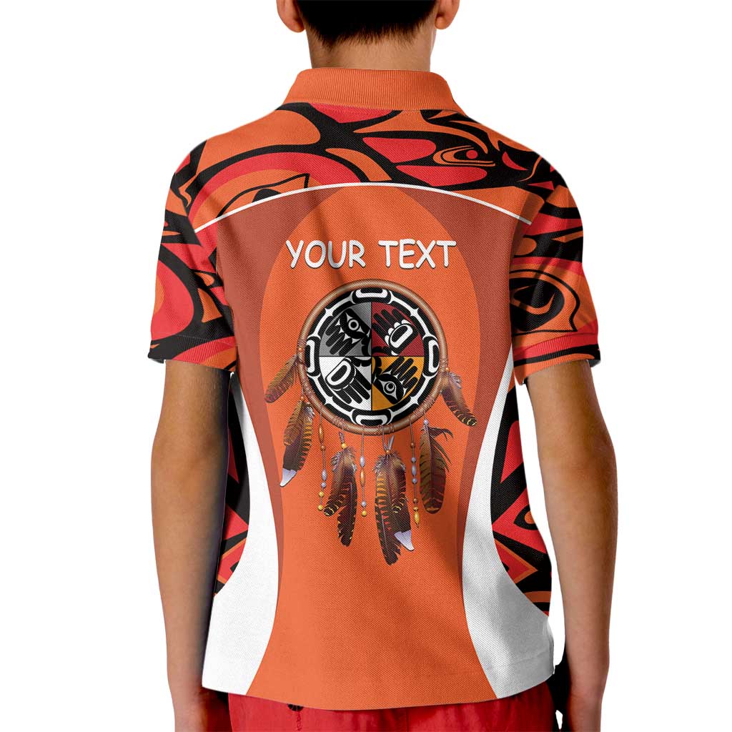 Personalized Orange Day Canada Kid Polo Shirt Honouring The Children Haida Pattern - Wonder Print Shop