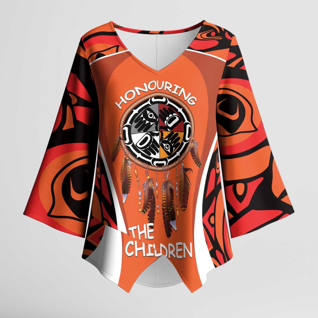 Personalized Orange Day Canada Kimono Sleeve Blouse Honouring The Children Haida Pattern - Wonder Print Shop