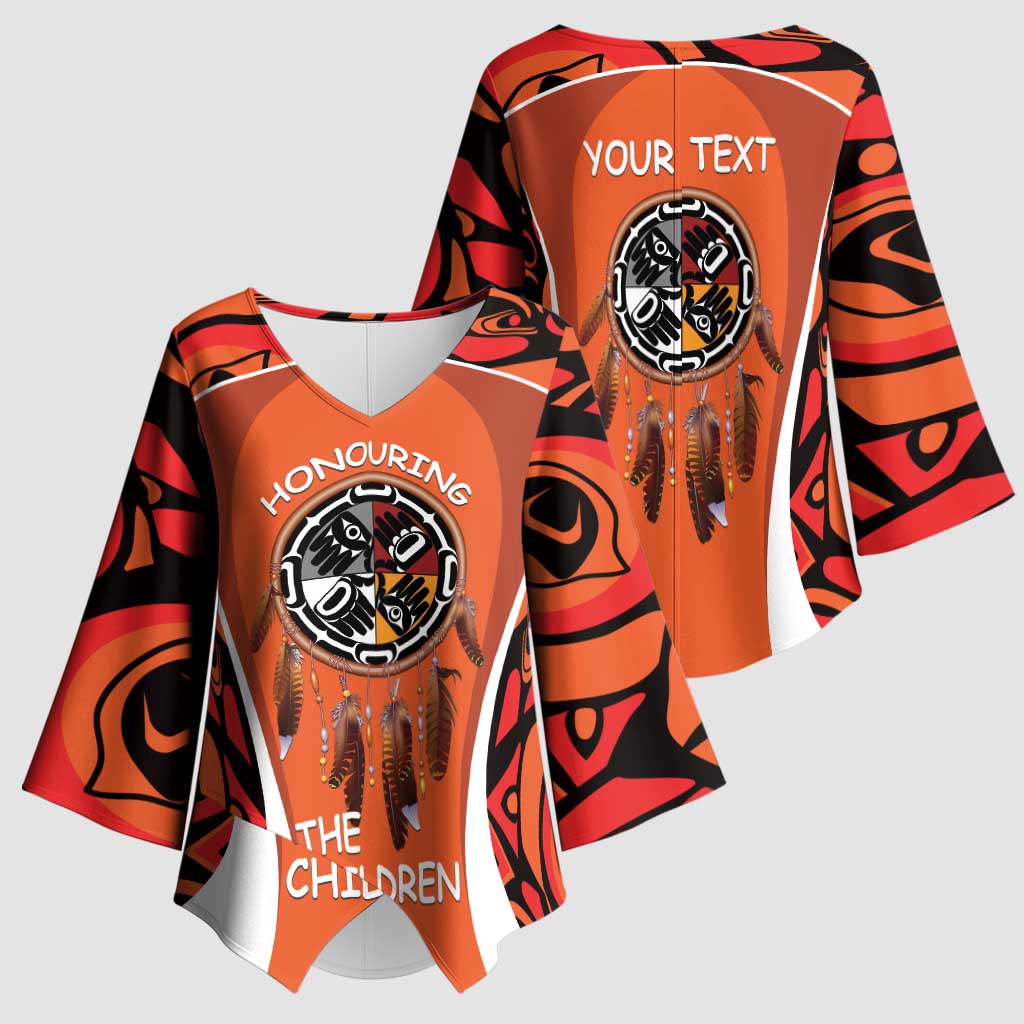 Personalized Orange Day Canada Kimono Sleeve Blouse Honouring The Children Haida Pattern - Wonder Print Shop