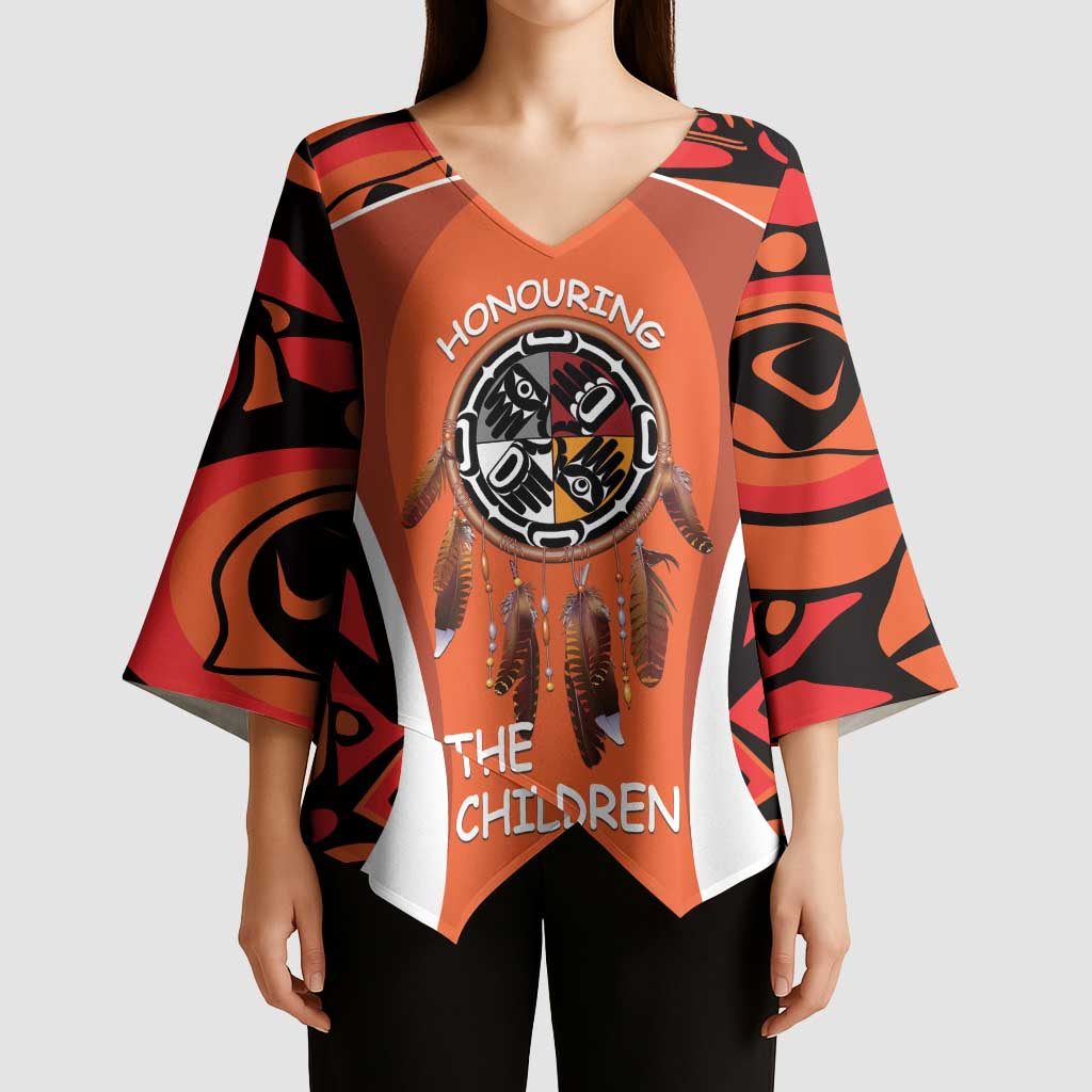 Personalized Orange Day Canada Kimono Sleeve Blouse Honouring The Children Haida Pattern - Wonder Print Shop
