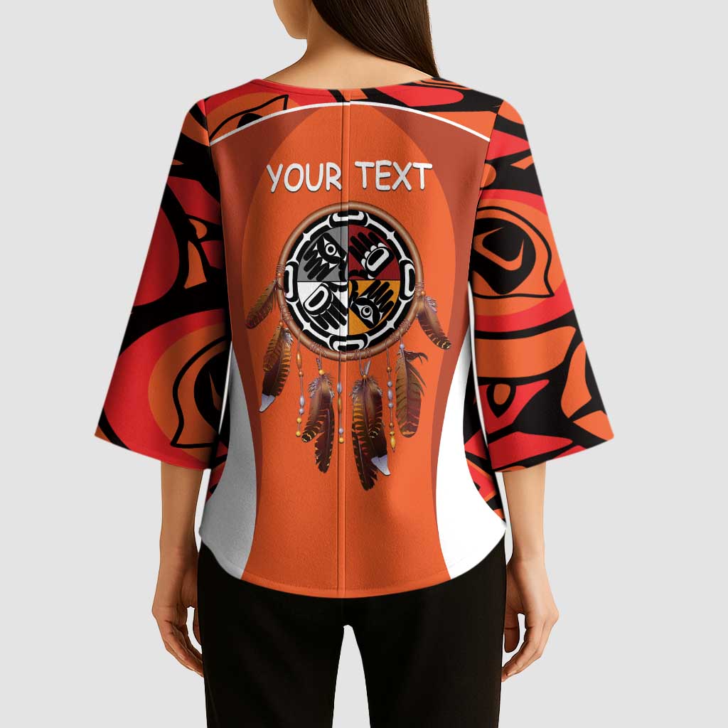 Personalized Orange Day Canada Kimono Sleeve Blouse Honouring The Children Haida Pattern - Wonder Print Shop
