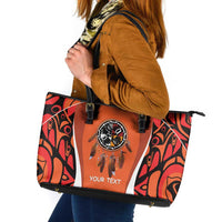 Personalized Orange Day Canada Leather Tote Bag Honouring The Children Haida Pattern - Wonder Print Shop