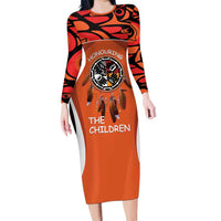 Personalized Orange Day Canada Long Sleeve Bodycon Dress Honouring The Children Haida Pattern - Wonder Print Shop