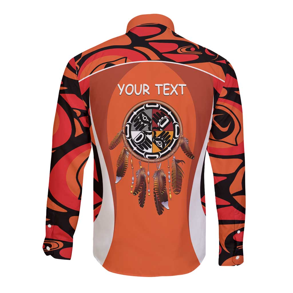 Personalized Orange Day Canada Long Sleeve Button Shirt Honouring The Children Haida Pattern - Wonder Print Shop