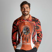 Personalized Orange Day Canada Long Sleeve Polo Shirt Honouring The Children Haida Pattern - Wonder Print Shop