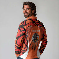 Personalized Orange Day Canada Long Sleeve Polo Shirt Honouring The Children Haida Pattern - Wonder Print Shop