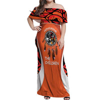 Personalized Orange Day Canada Off Shoulder Maxi Dress Honouring The Children Haida Pattern - Wonder Print Shop