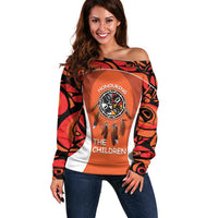 Personalized Orange Day Canada Off Shoulder Sweater Honouring The Children Haida Pattern - Wonder Print Shop