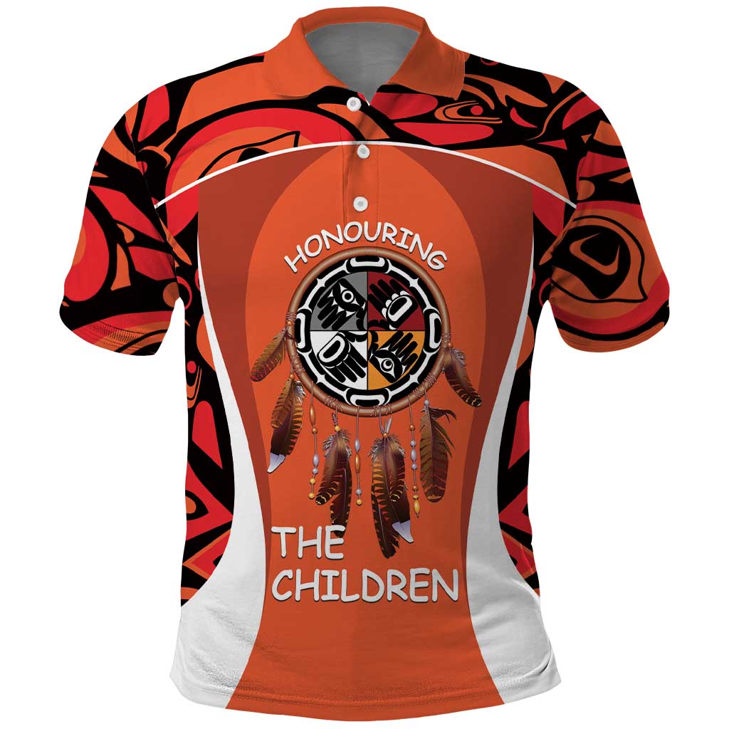Personalized Orange Day Canada Polo Shirt Honouring The Children Haida Pattern - Wonder Print Shop