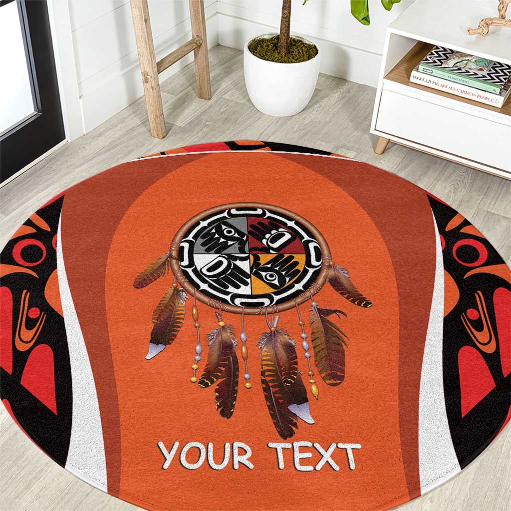 Personalized Orange Day Canada Round Carpet Honouring The Children Haida Pattern - Wonder Print Shop