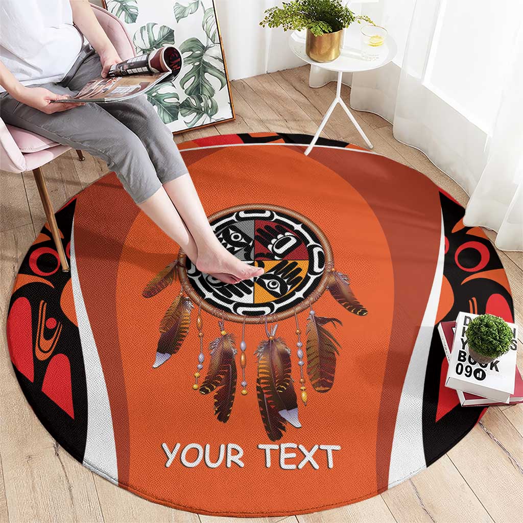 Personalized Orange Day Canada Round Carpet Honouring The Children Haida Pattern - Wonder Print Shop