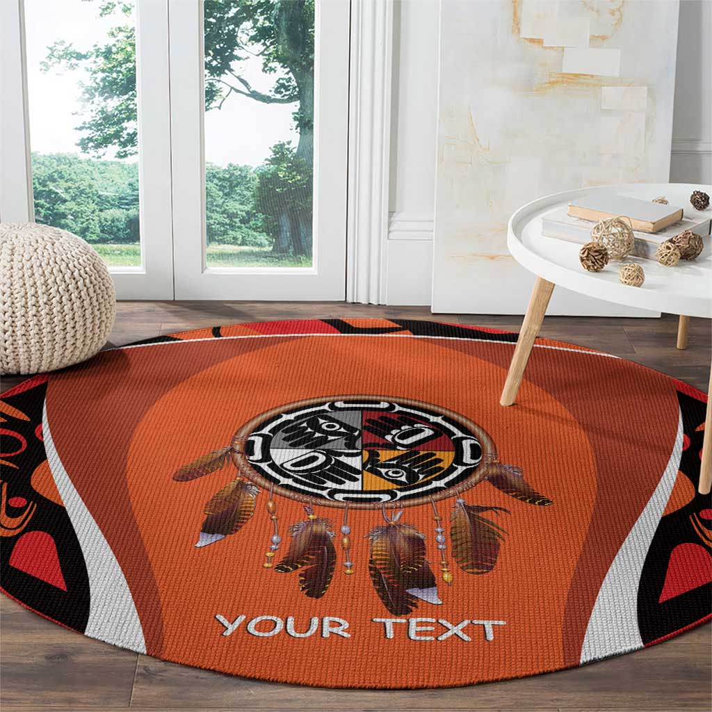 Personalized Orange Day Canada Round Carpet Honouring The Children Haida Pattern - Wonder Print Shop